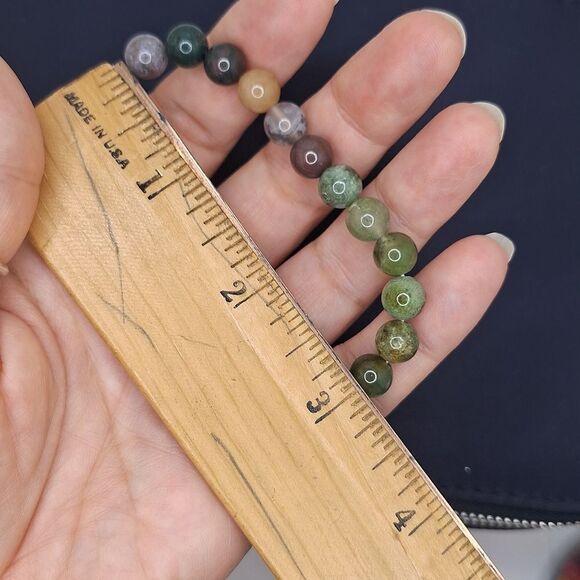 Agate bracelet tumbled stone green neutral earth tone healing jewelry - Picture 5 of 5